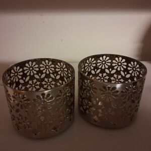 Bath & Body Works Silver Floral Candle Holders